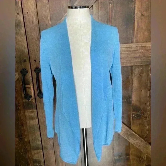 Eileen Fisher Linen Blend Light Blue Waterfall Cardigan Size XS - Picture 1 of 7